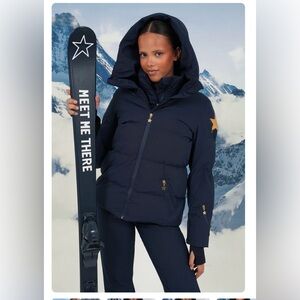 Women's Meet Me There Navy Star-Accent Puffer Jacket